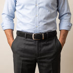 Black Stingray Belt, worn with the buckle at the front