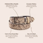 Natural Python Belt: buckle, skin, cut to your size, one of a kind