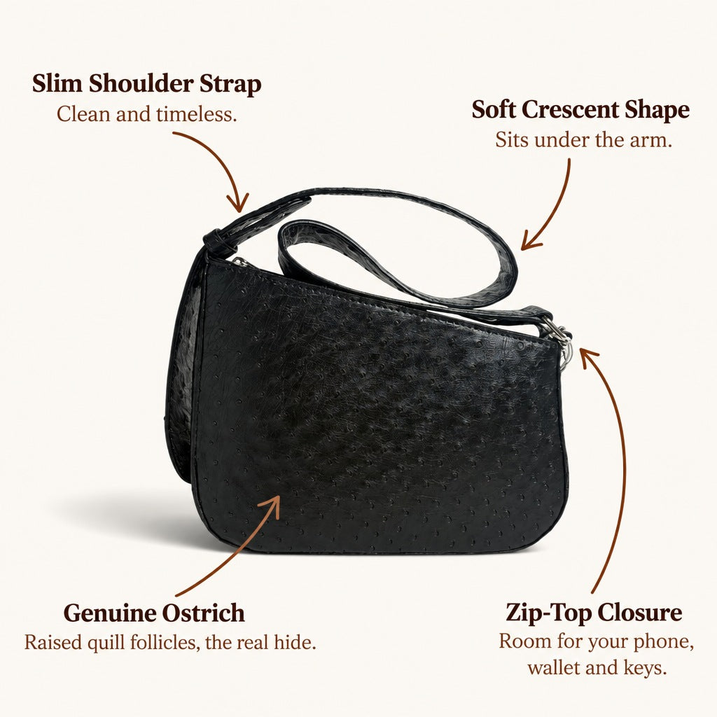 Ostrich Shoulder Bag: features and details