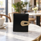 Compact Snap Wallet in Black/Beige [Black/Beige]