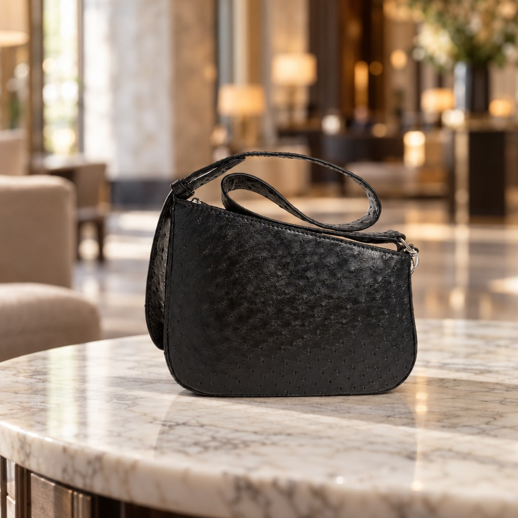 Ostrich Shoulder Bag, front view