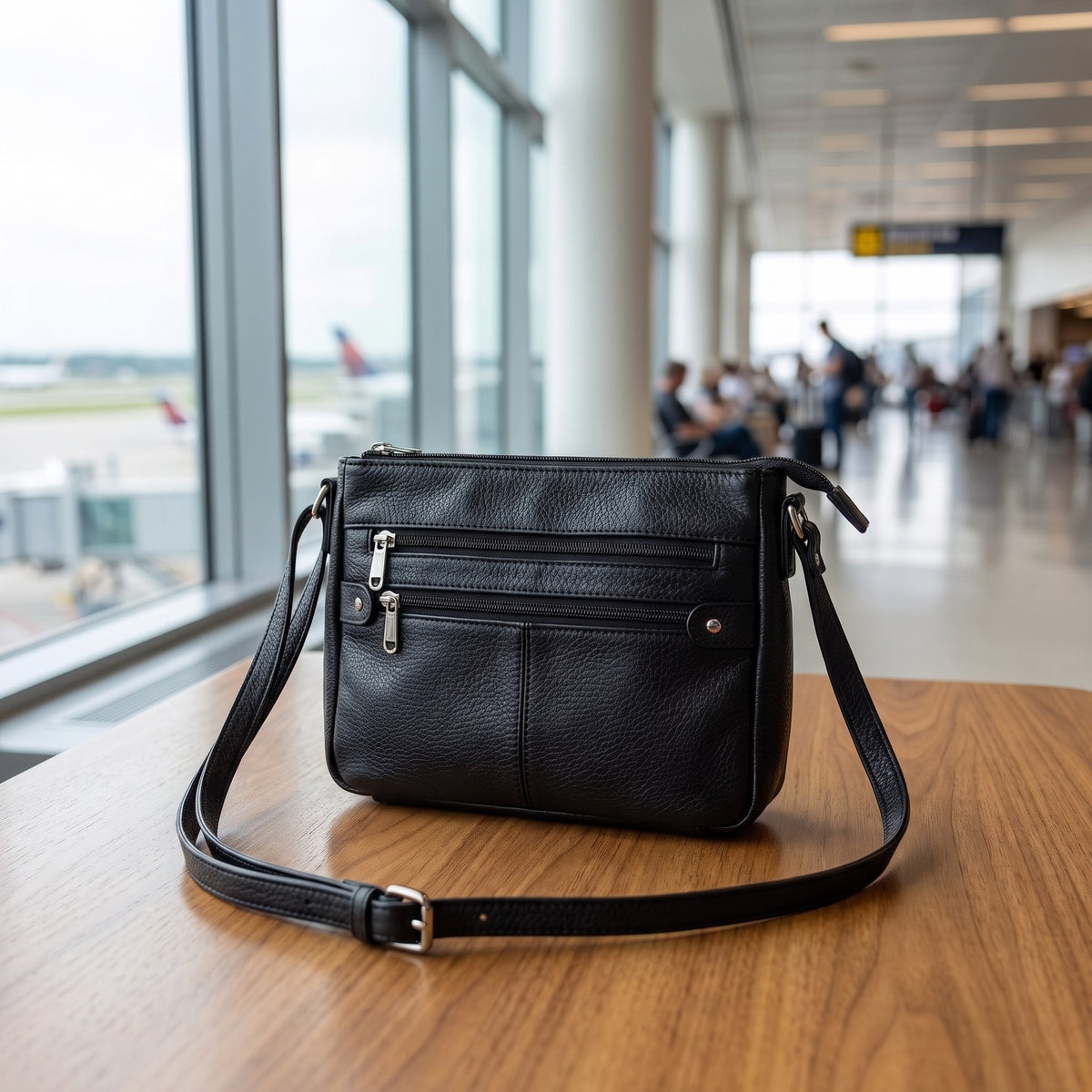 Small Travel Purse in Black, front view [Black]