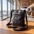Large Travel Shoulder Bag in Black, back view [Black]