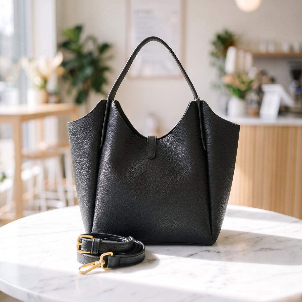Snap Purse in Black, back view [Black]