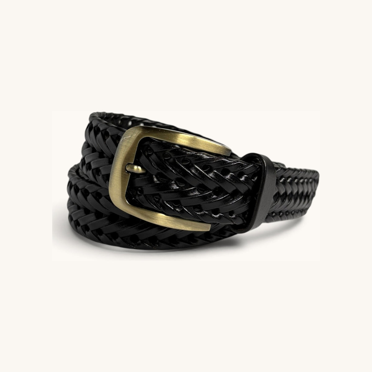 Braided Leather Belt - Black Braided Leather Belt