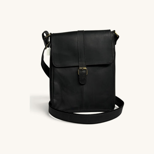 Buckle Messenger Satchel - Black