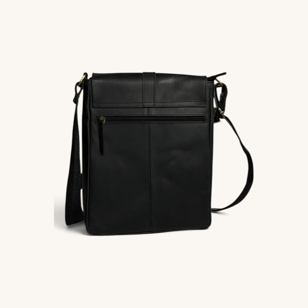 Buckle Messenger Satchel - Black