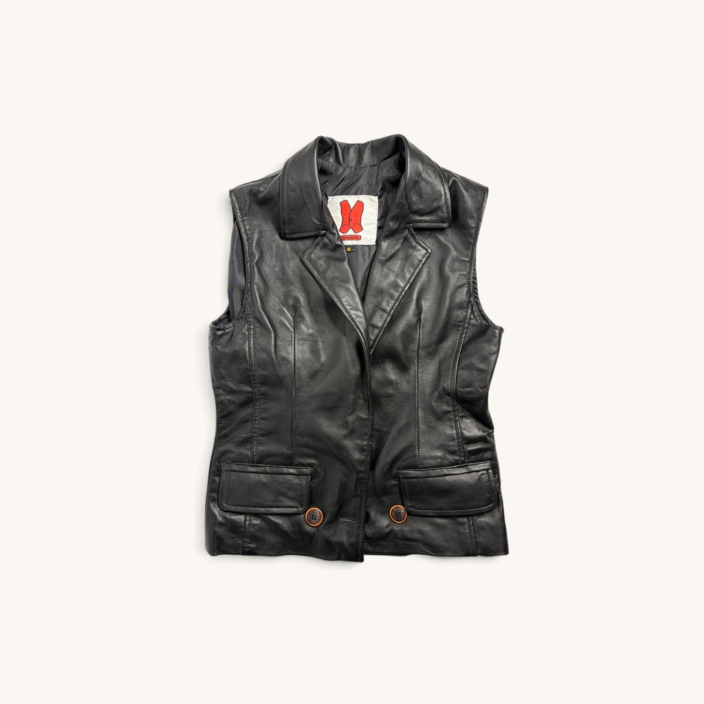 Collared Leather Vest