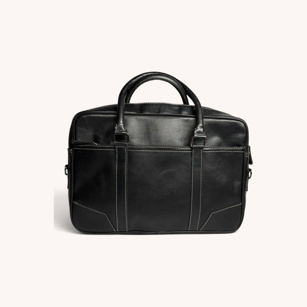 Contrast Stitch Briefcase - Black