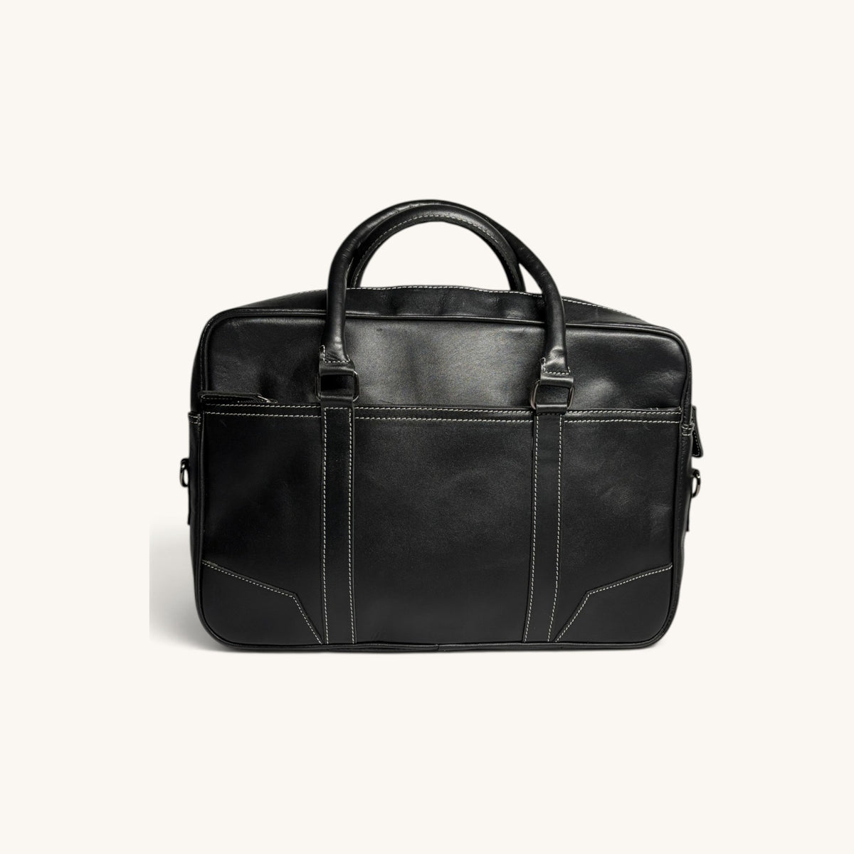 Contrast Stitch Briefcase - Black