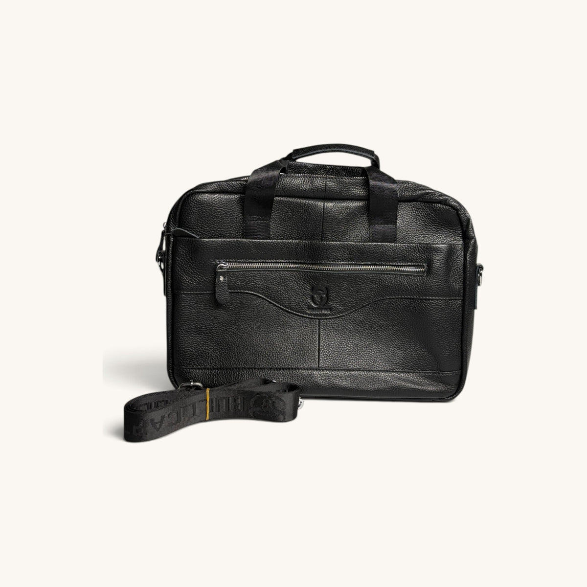 Pebbled Leather Briefcase - Black