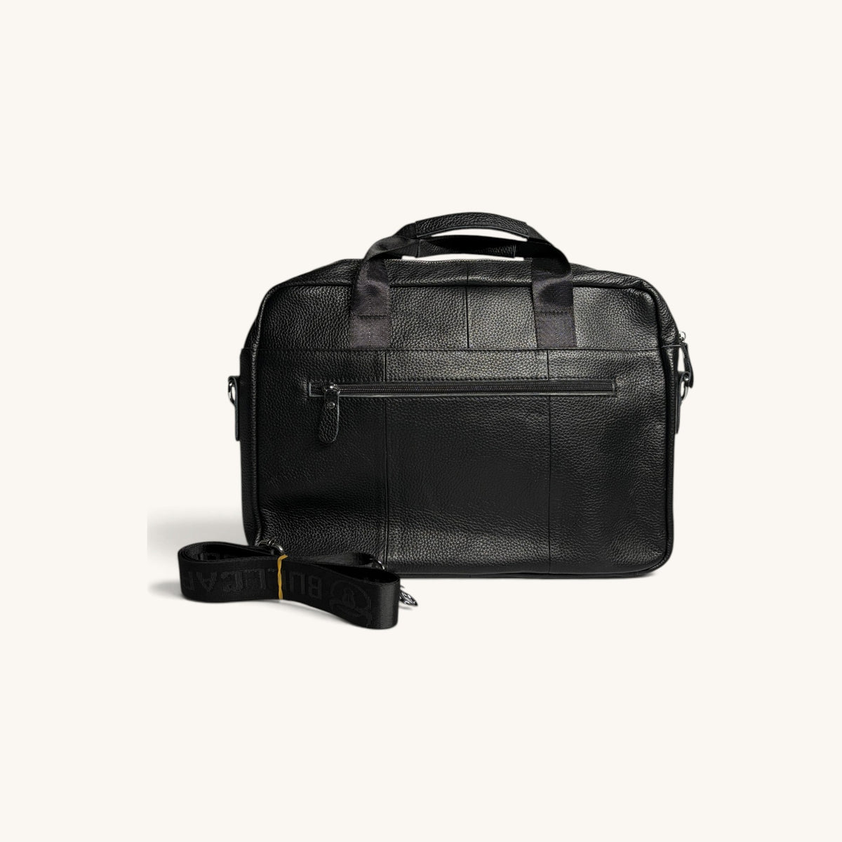 Pebbled Leather Briefcase - Black