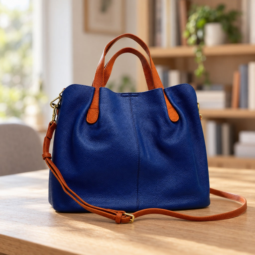 Tote Bag in Blue, front view [Blue]