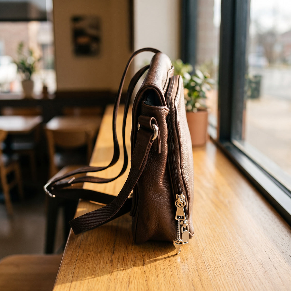 Concealed Carry Flap Crossbody in Brown, side [Brown]