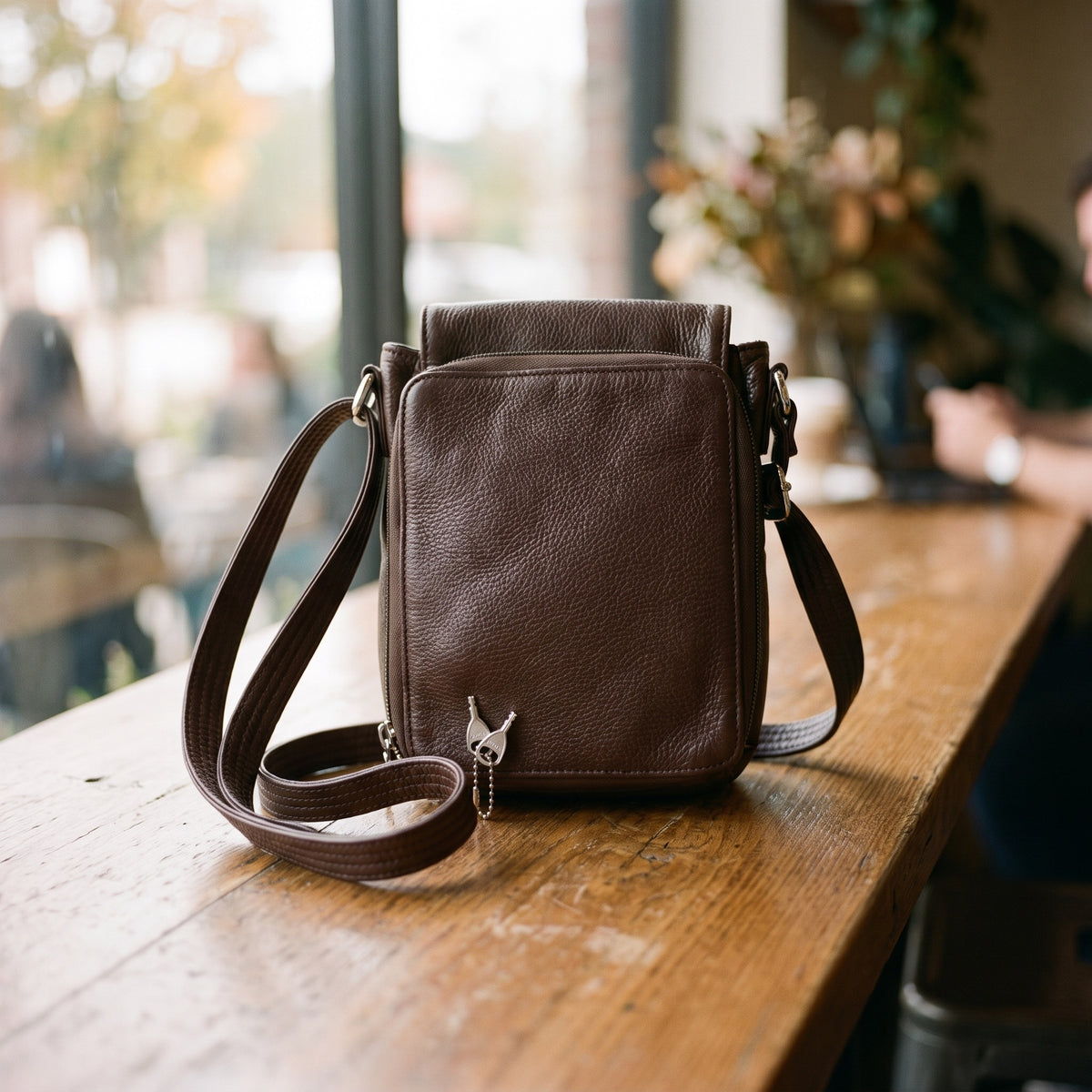 Concealed Carry Flap Crossbody in Brown, locking zipper and key [Brown]