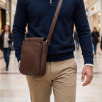 Concealed Carry Flap Crossbody in Brown, worn [Brown]