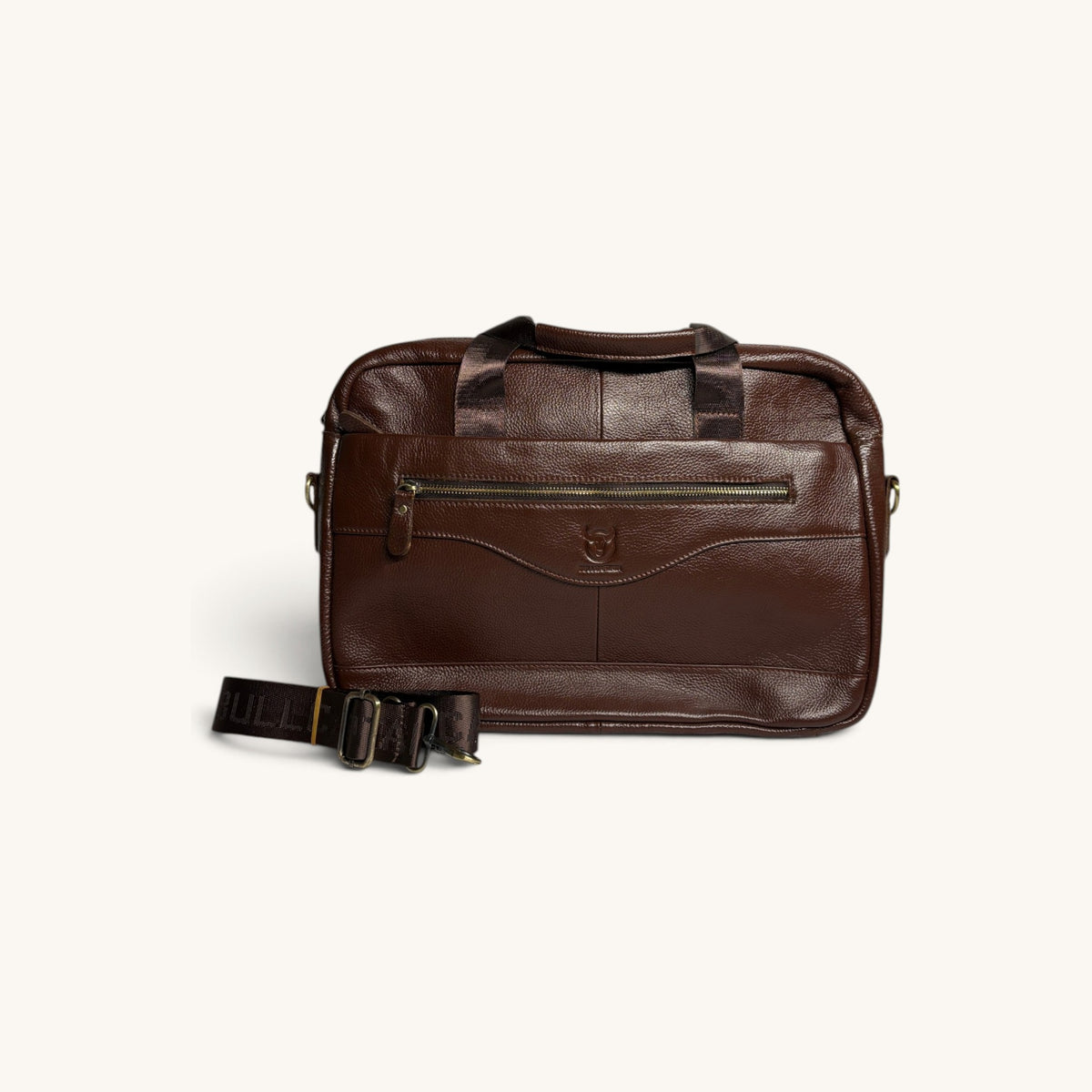 Pebbled Leather Briefcase - Brown