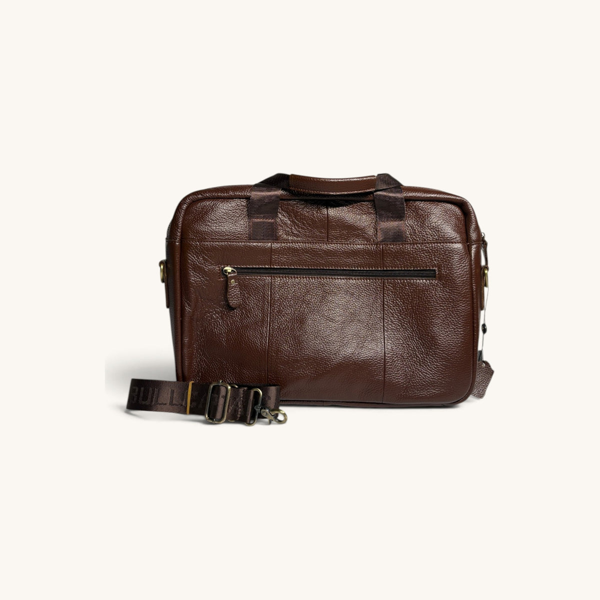 Pebbled Leather Briefcase - Brown