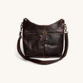 Zip Front Shoulder Bag - Brown