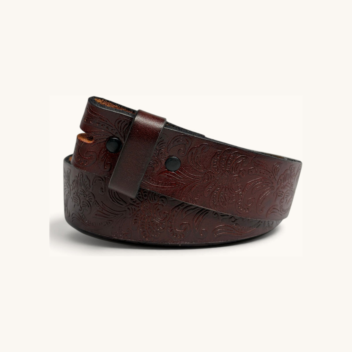 Tooled Western Strap - Burgundy Tooled Western Strap