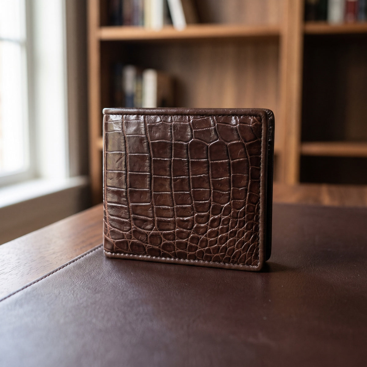 Crocodile Belly Bifold in Chocolate [Chocolate]