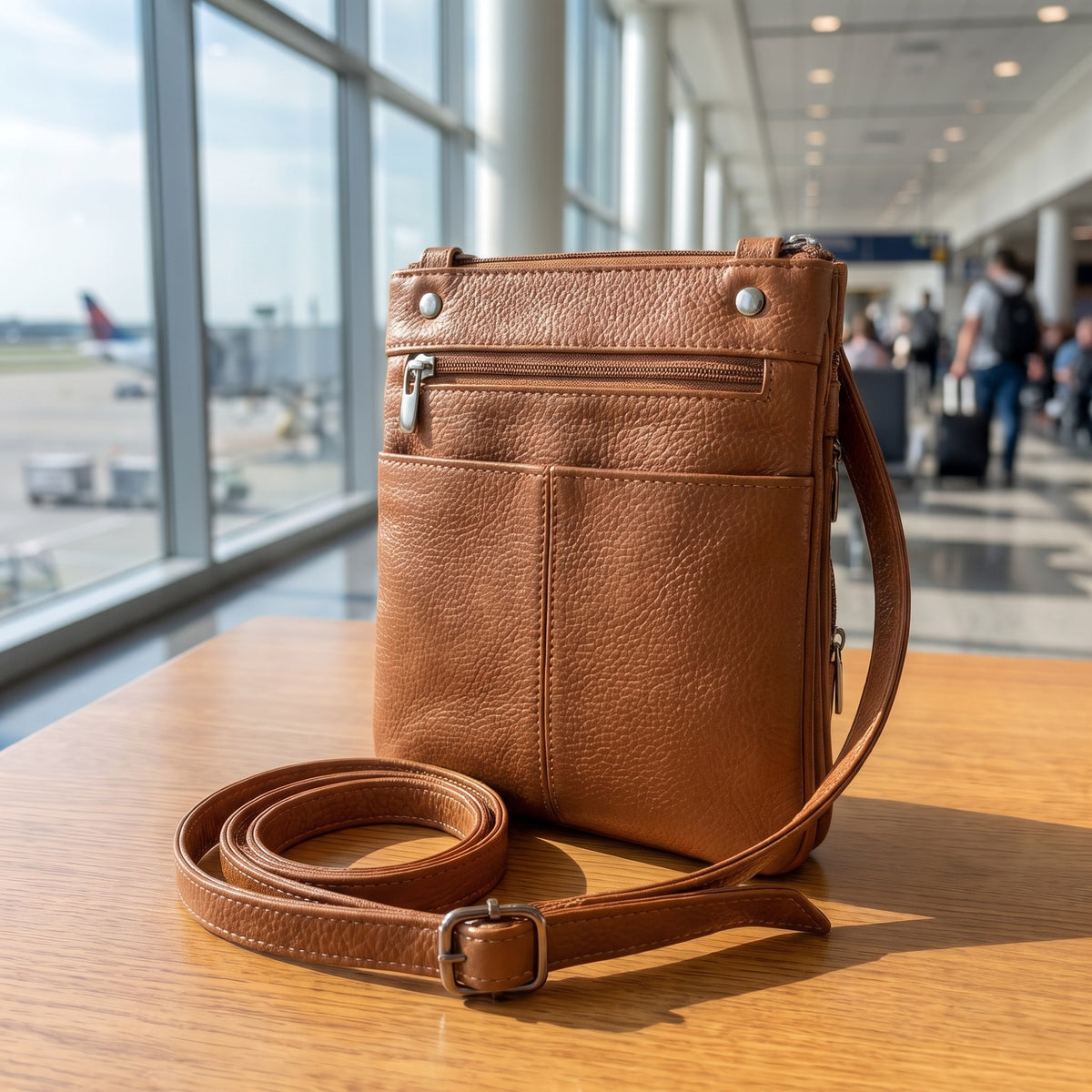 Travel Shoulder Bag in Cognac, back view [Cognac]