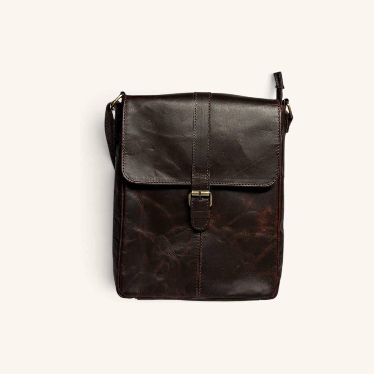 Buckle Messenger Satchel - Dark Brown