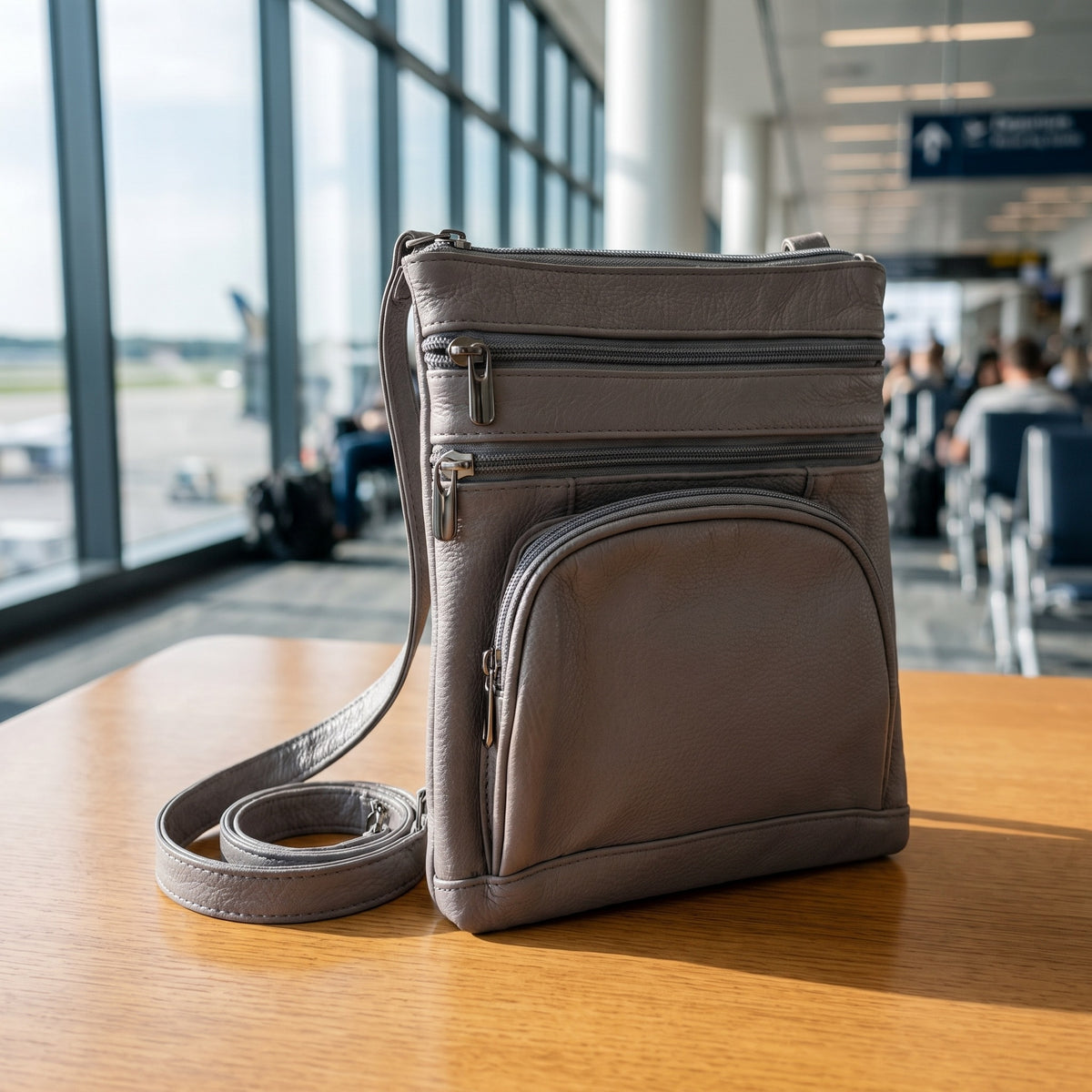 Travel Shoulder Bag in Gray, front view [Gray]