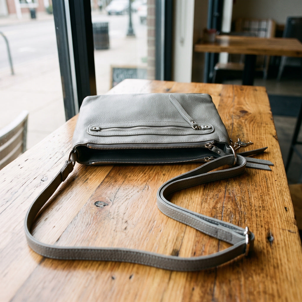 Concealed Carry Purse in Gray, locking zipper and key [Gray]