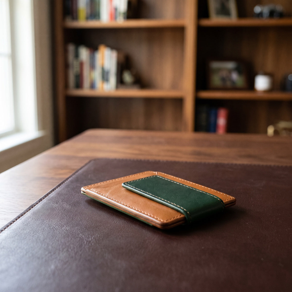 Magnetic Money Clip Card Holder in Green/Brown [Green/Brown]