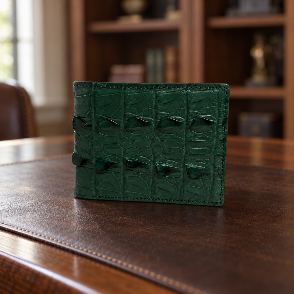 Hornback Crocodile Bifold in Green [Green]