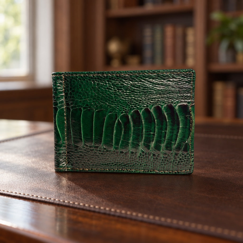 Exotic Money Clip in Green Ostrich Leg [Green Ostrich Leg]
