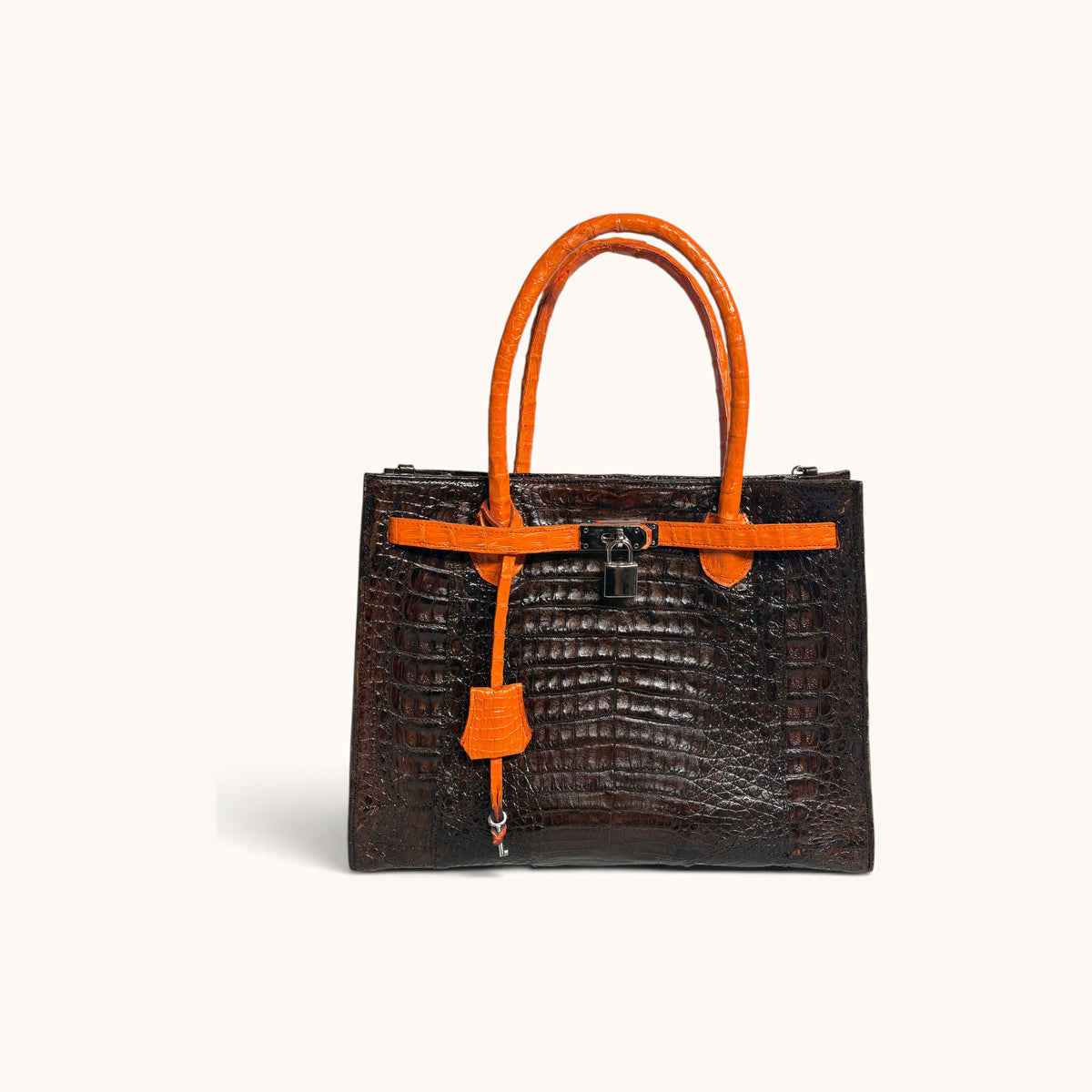 crocodile tote with orange trim - Executive Leather, Wellington FL