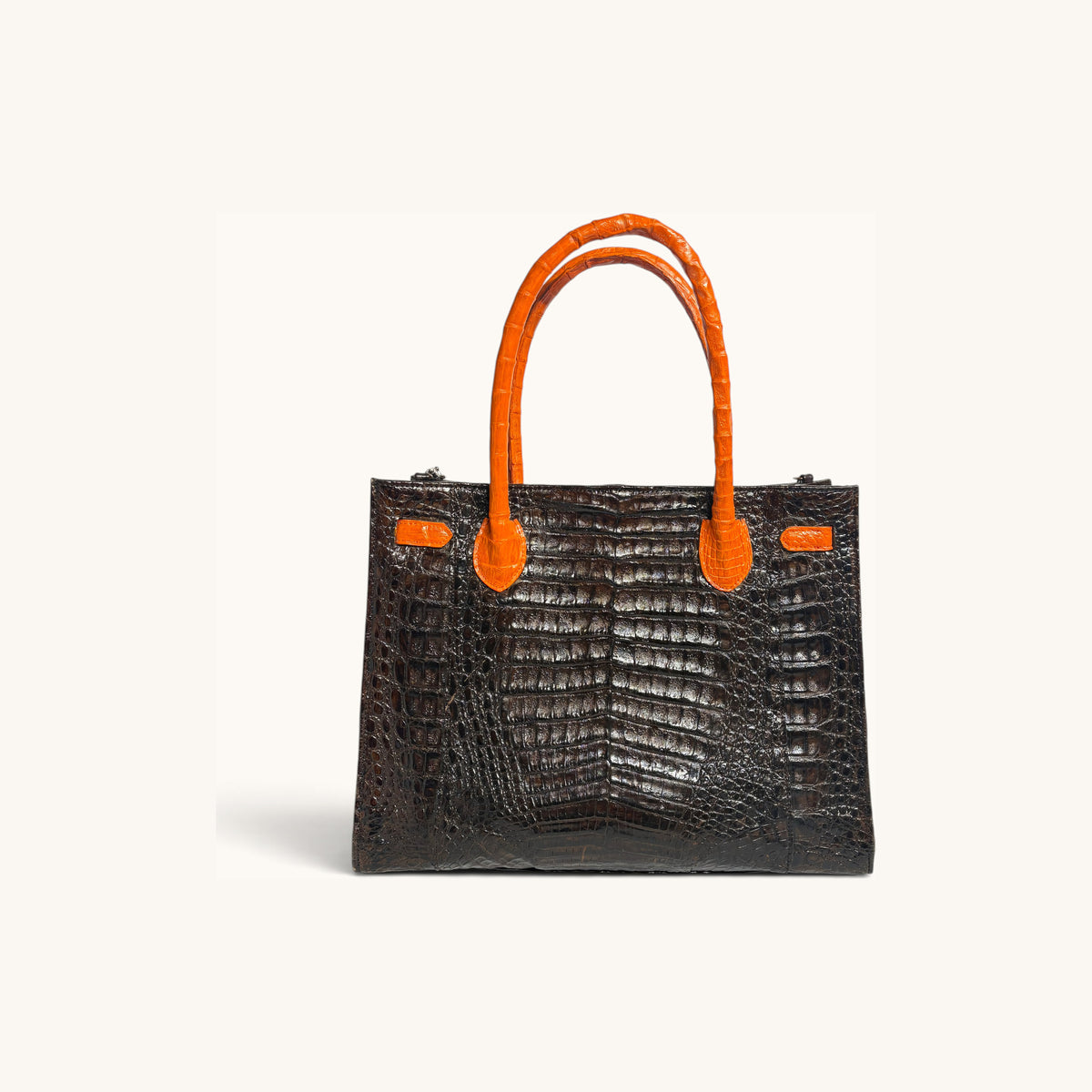 crocodile tote with orange trim - Executive Leather, Wellington FL