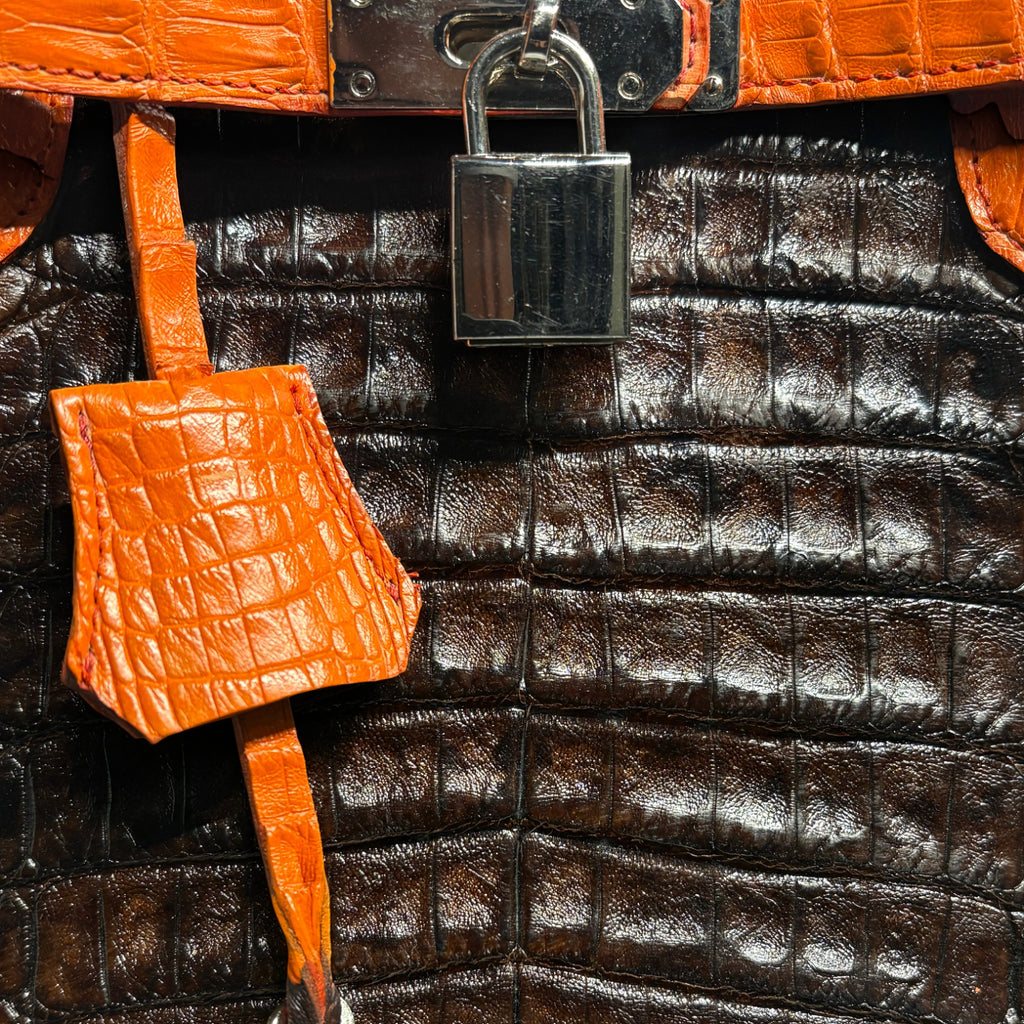 crocodile tote with orange trim - Executive Leather, Wellington FL