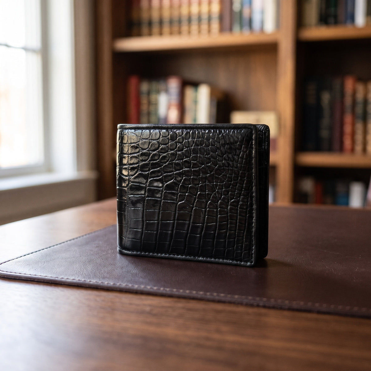 Crocodile Belly Bifold in Jet Black [Jet Black]