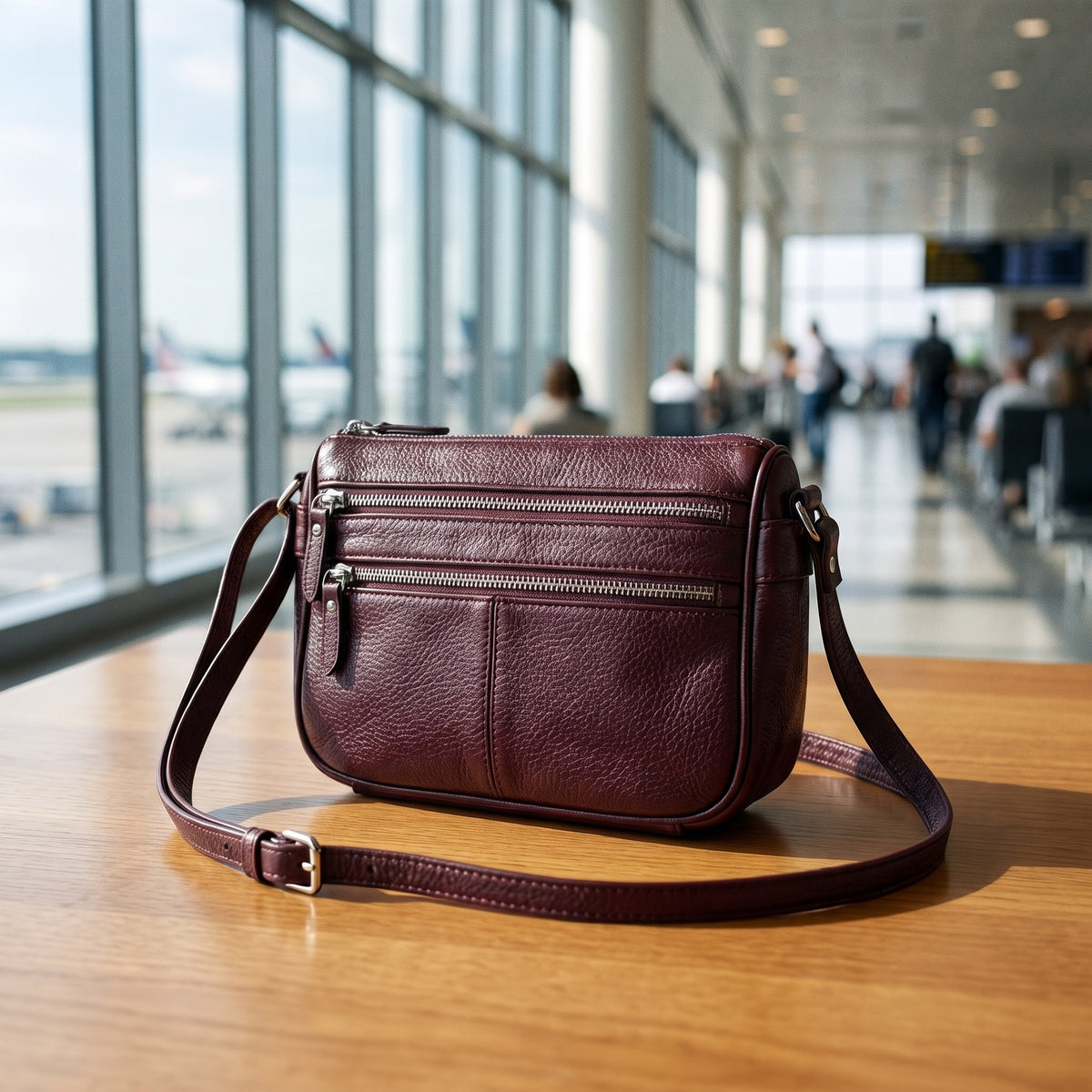 Small Travel Purse in Maroon, front view [Maroon]