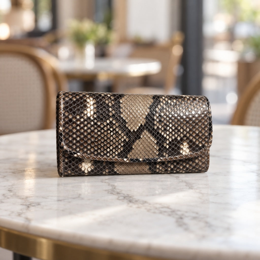Python Clutch Wallet in Natural [Natural]