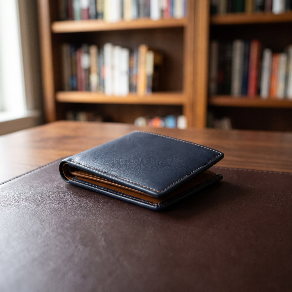 Large Billfold in Navy/Brown [Navy/Brown]