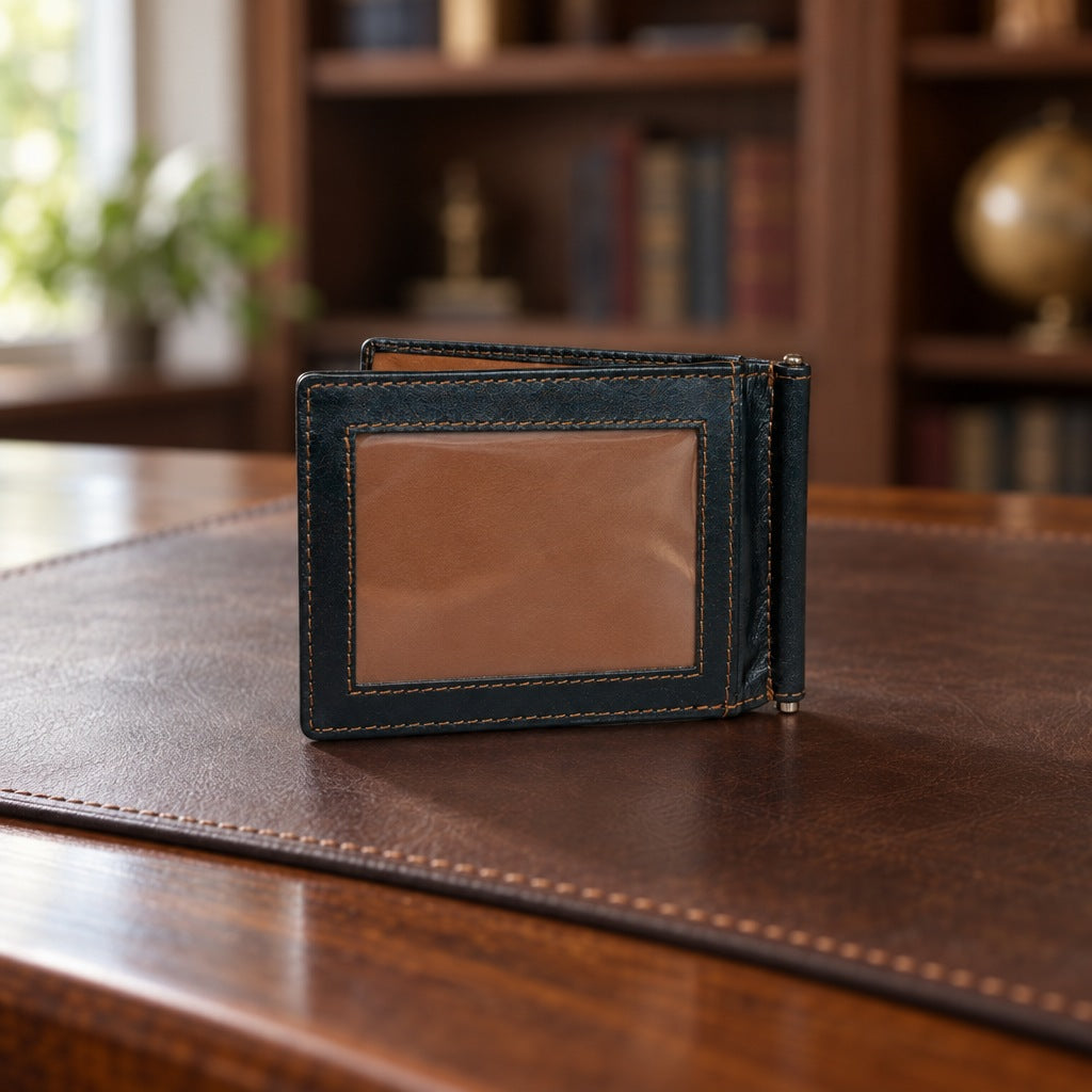 Bifold Money Clip in Navy/Brown [Navy/Brown]