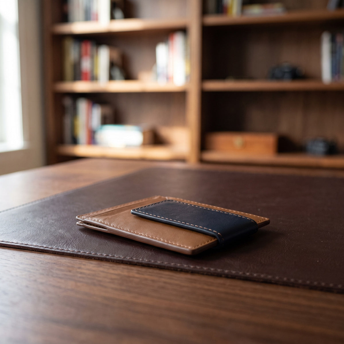 Magnetic Money Clip Card Holder in Navy/Brown [Navy/Brown]