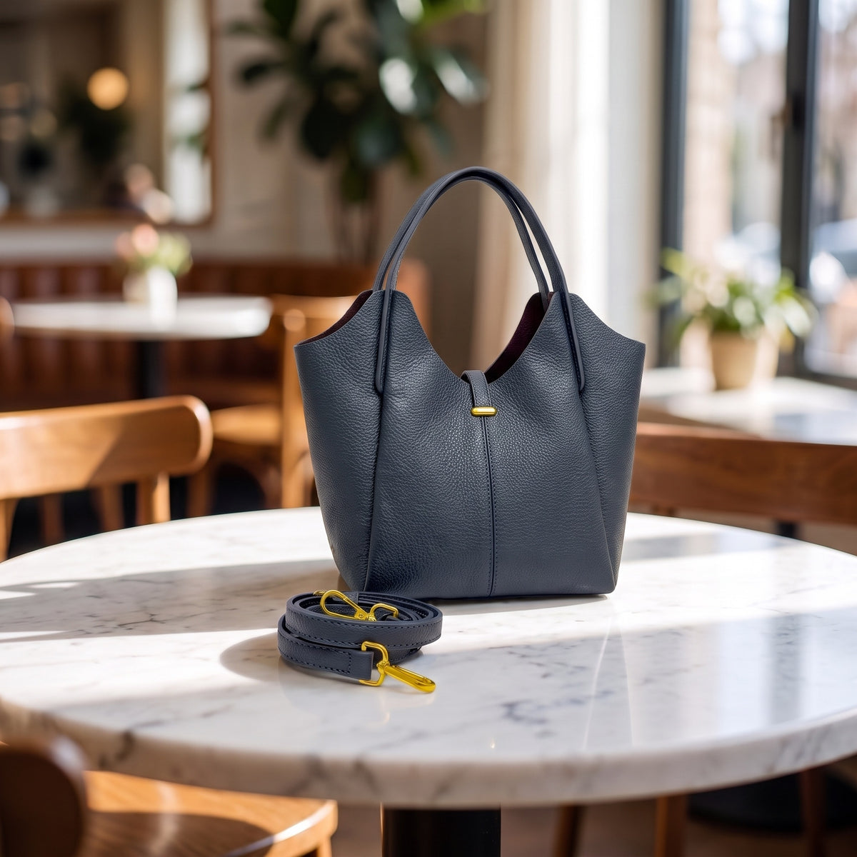 Snap Purse in Navy, back view [Navy]