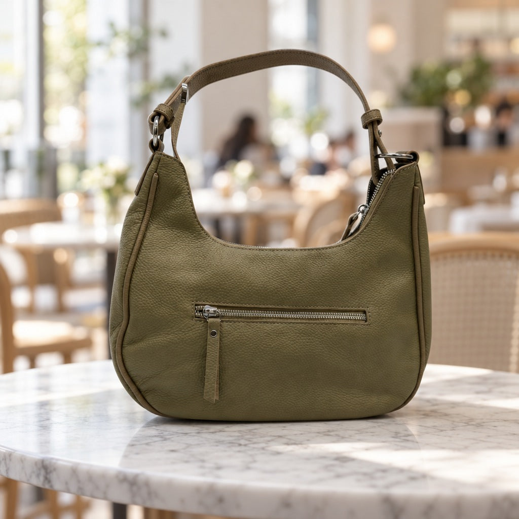 Zipper Purse in Olive Green, front view [Olive Green]