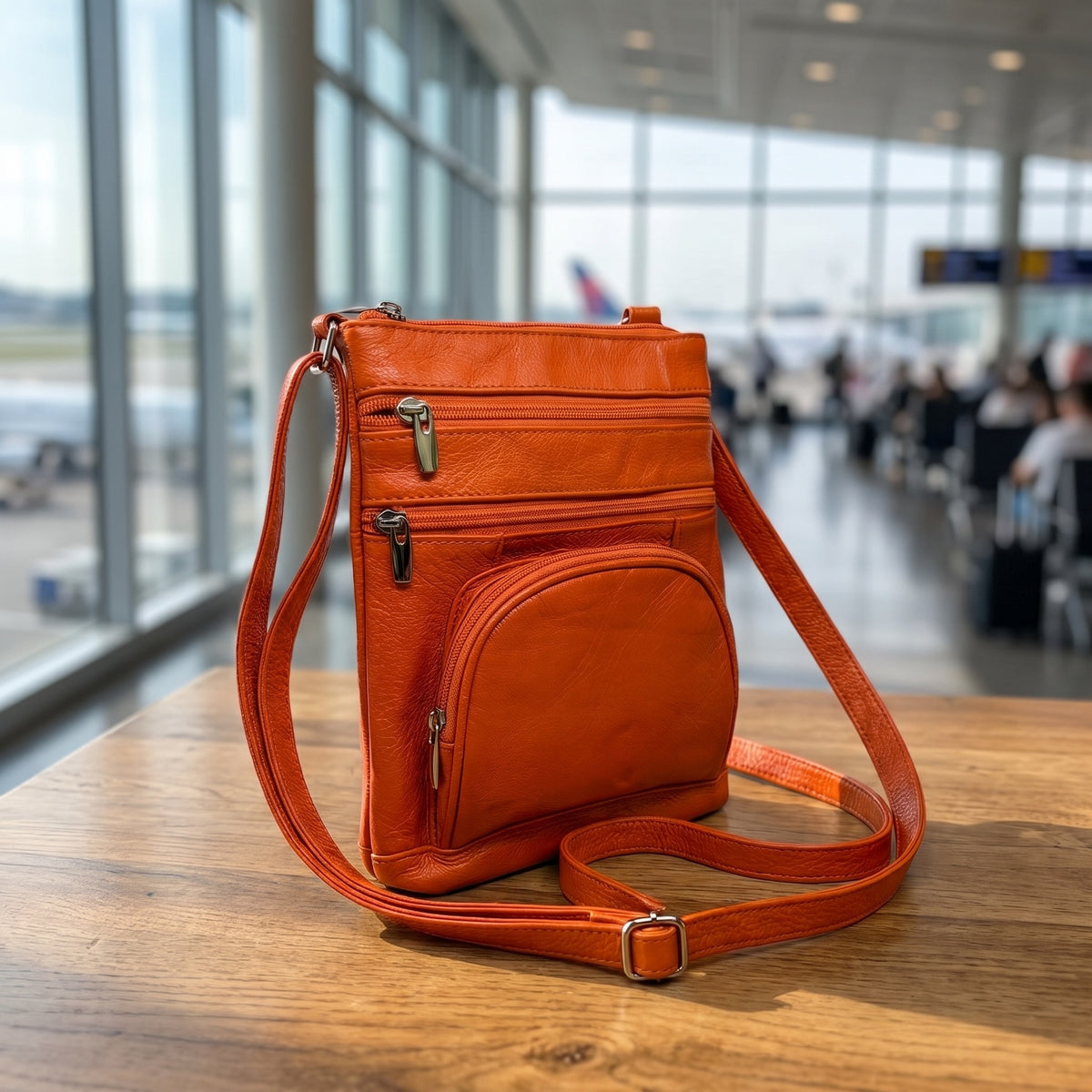 Travel Shoulder Bag in Orange, front view [Orange]