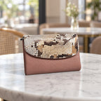 Snake-Embossed Flap Wallet in Pink [Pink]