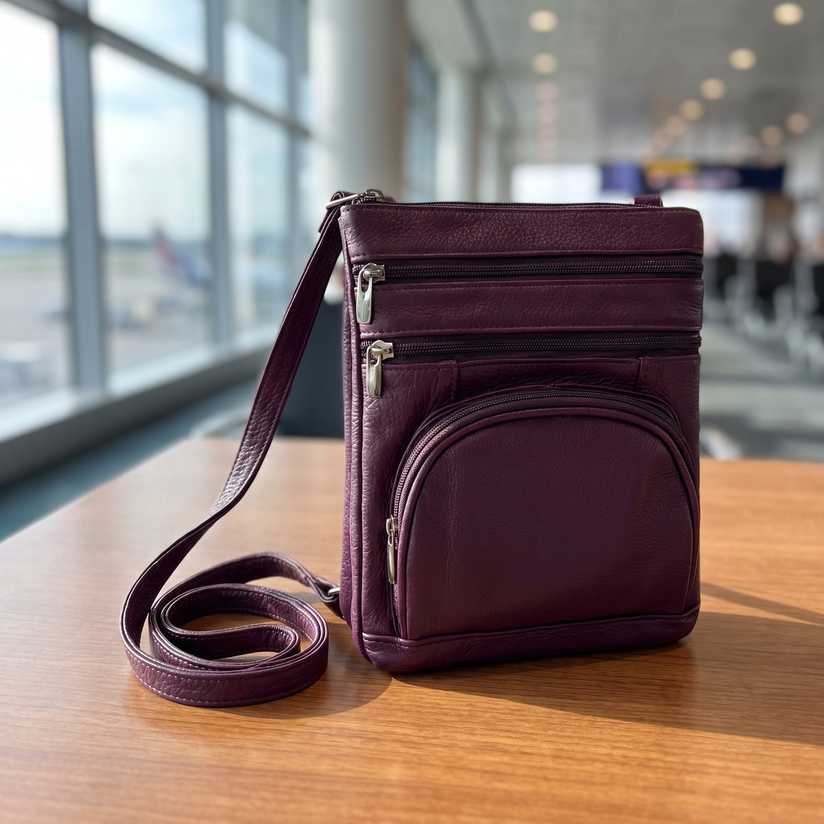 Travel Shoulder Bag in Purple, front view [Purple]
