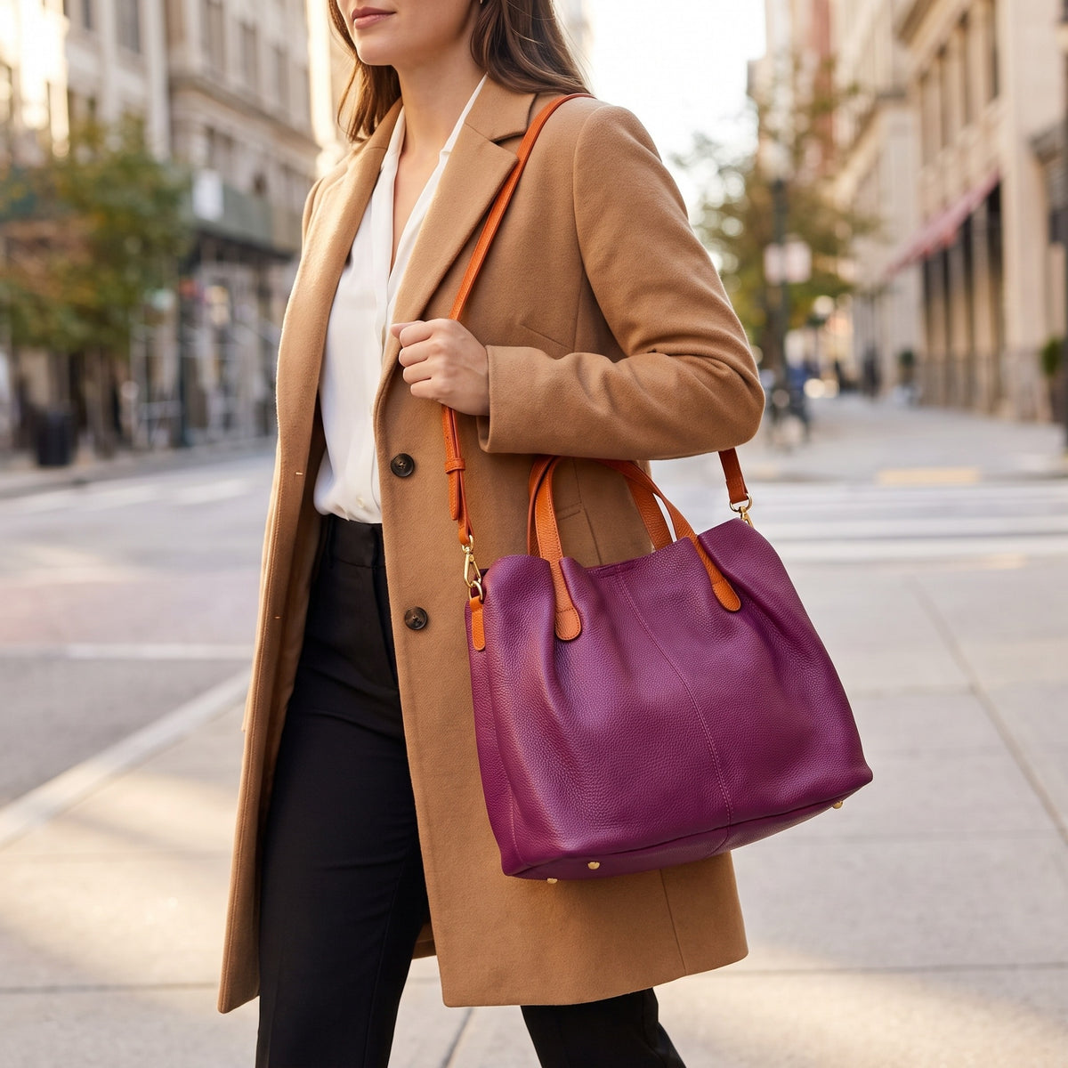 Tote Bag in Purple, worn [Purple]