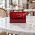 Croc-Embossed Clutch in Red [Red]