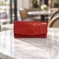 Crocodile Clutch Wallet in Red [Red]