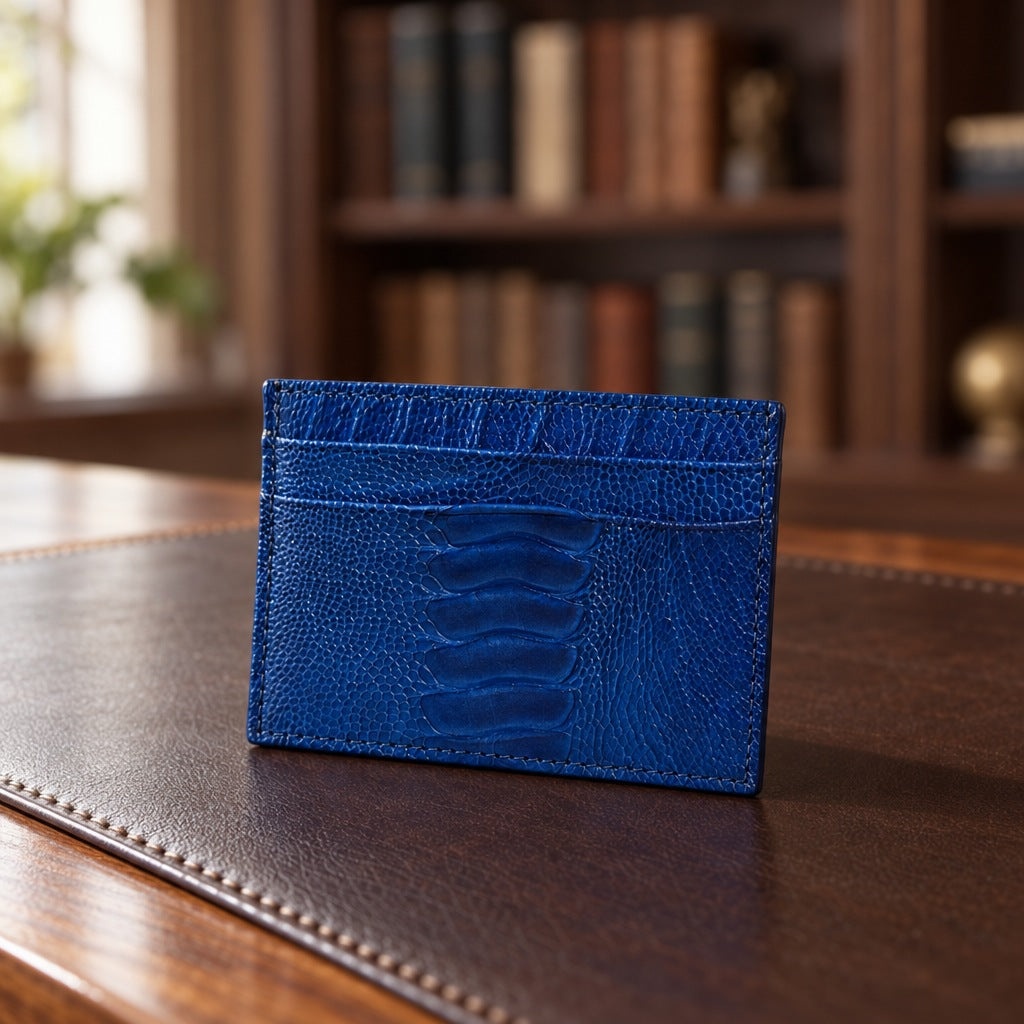 Exotic Card Case in Royal Blue Ostrich Leg [Royal Blue Ostrich Leg]
